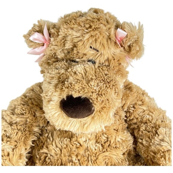 Build A Bear Brown Teddy Bear Plush Talks Pink Bows Ears 17” Stuffed Animal Toy - Picture 2 of 9